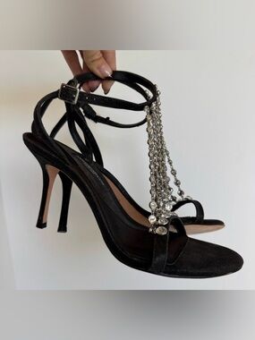 Antonio Melani Estella Jewel Black Silver Heels